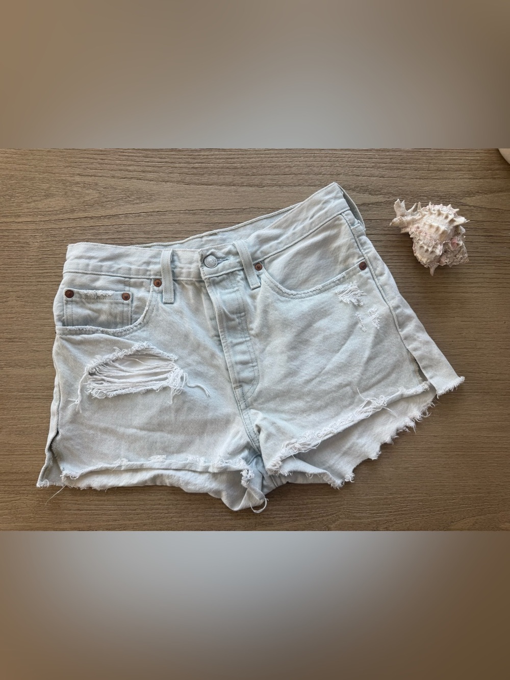 Levi Light Blue Distressed Women's Denim Shorts